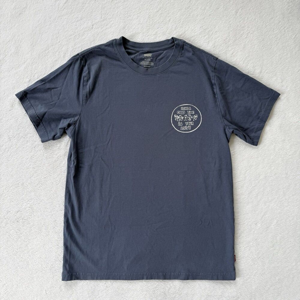 Levi's Men's Relaxed Fit Logo T-Shirt Size XS Short Sleeve Blue Have A Good Time